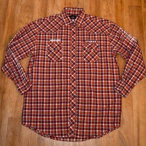 PBR X Wrangler Snap Front Gingham Plaid Long Sleeve Shirt Sz 2XL